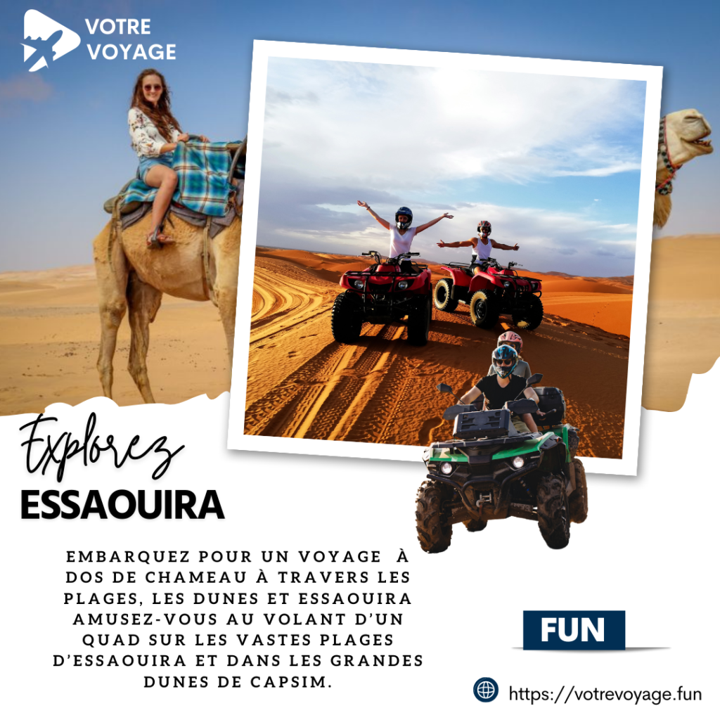 Amusez-vous au volant d’un quad sur les vastes plages d’Essaouira et dans les grandes dunes de Capsim.