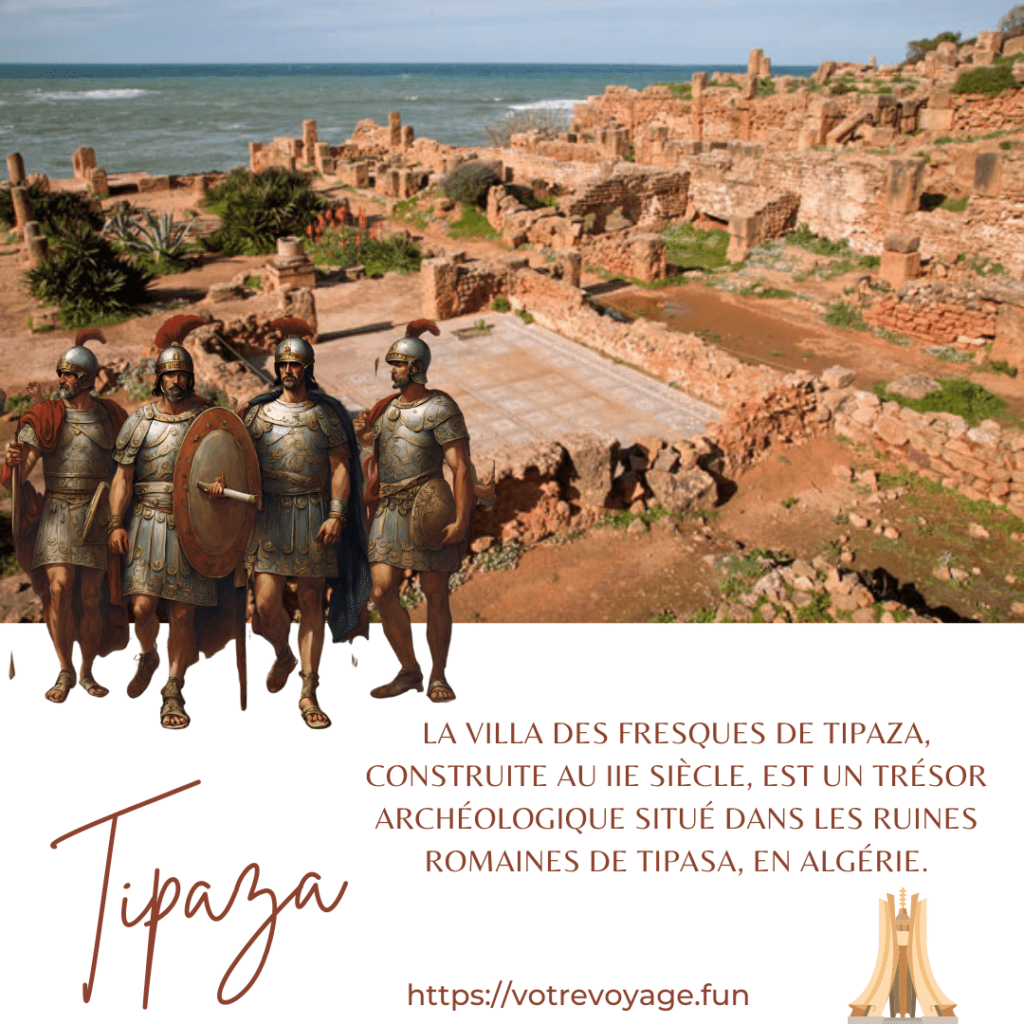 La villa des fresques de Tipaza, construite au IIe siècle, est un trésor archéologique situé dans les ruines romaines de Tipasa, en Algérie. 