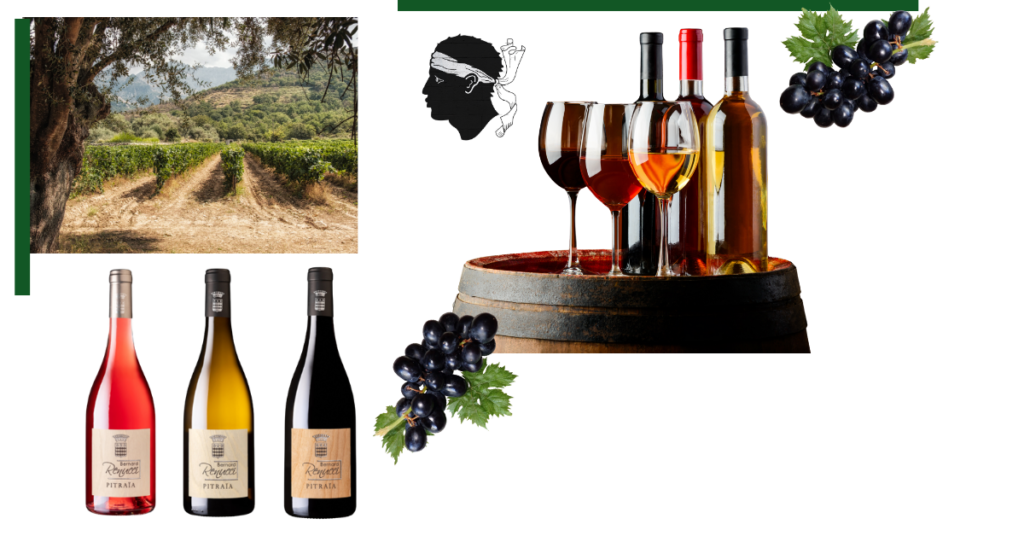 Vins : Les vins de Balagne, avec leurs rosés clairs, blancs aromatiques et rouges charpentés, sont le fruit d’un ensoleillement et d’un microclimat favorables 3.