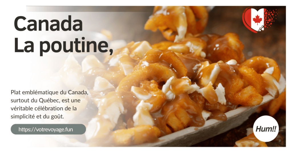 La poutine:plat emblématique du Canada, surtout du Québec, est une véritable célébration de la simplicité et du goût. 